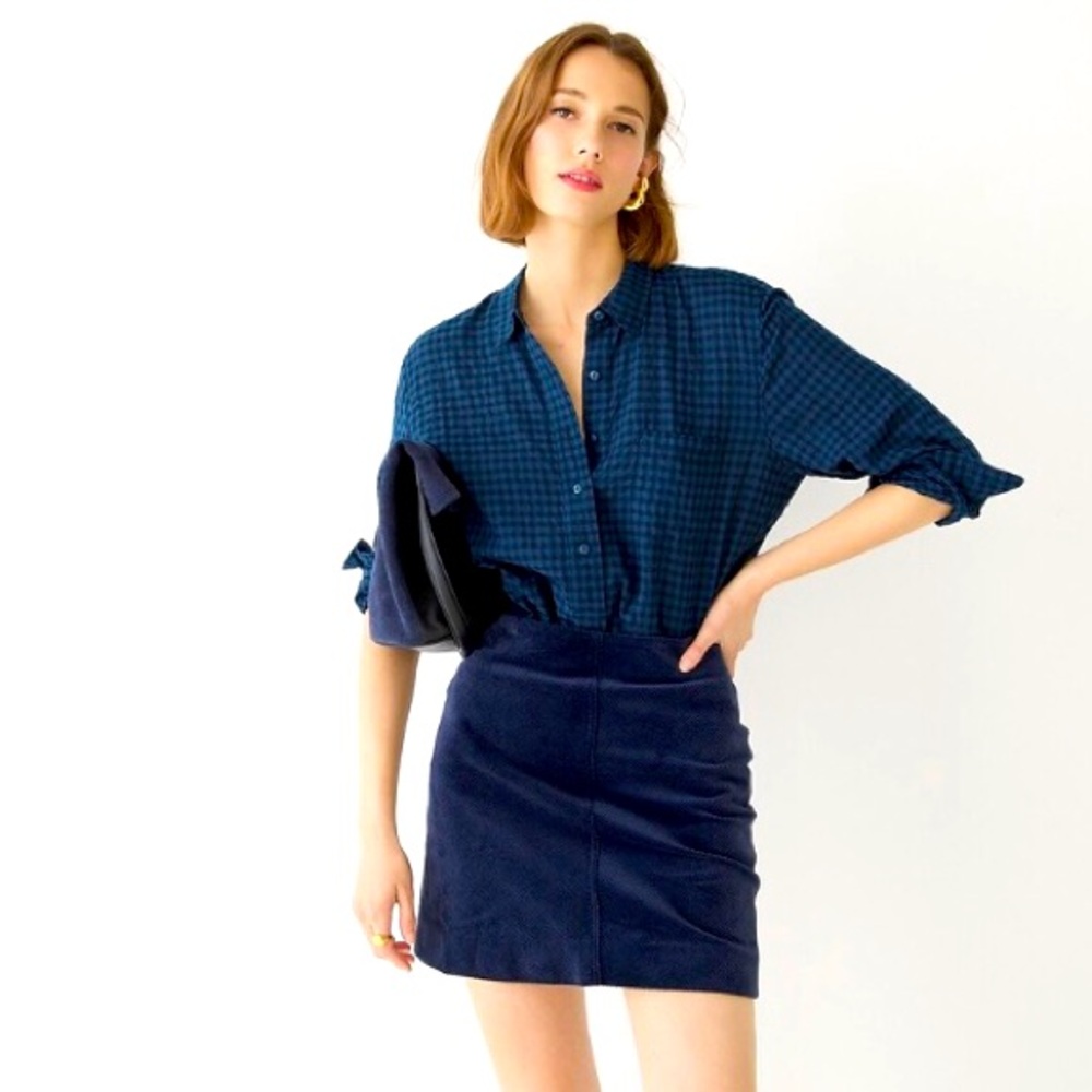 J Crew Classic Fit Popover in Crinkled Gingham